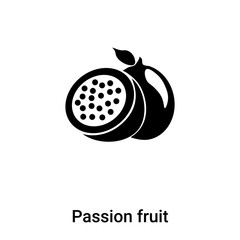 Passion fruit icon vector isolated on white background, logo concept of Passion fruit sign on transparent background, black filled symbol