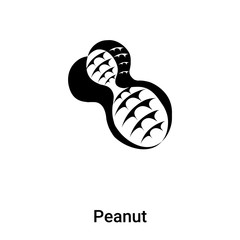 Peanut icon vector isolated on white background, logo concept of Peanut sign on transparent background, black filled symbol