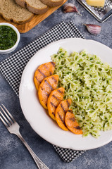 Roast slices of pumpkin with pasta