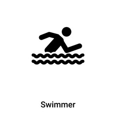 Swimmer icon vector isolated on white background, logo concept of Swimmer sign on transparent background, black filled symbol