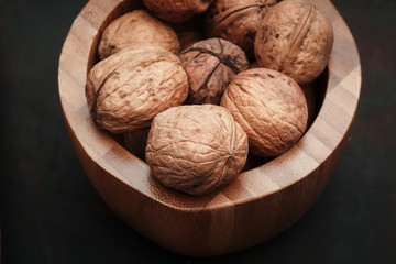 Nuts scattered on the table