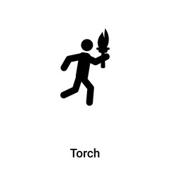 Torch icon vector isolated on white background, logo concept of Torch sign on transparent background, black filled symbol