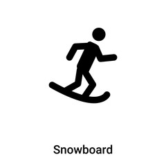Snowboard icon vector isolated on white background, logo concept of Snowboard sign on transparent background, black filled symbol