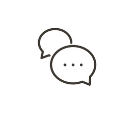 Speech bubble interaction icon. Vector thin line simple illustration of a dialogue with minimal cartoon balloons.