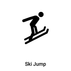 Ski Jump icon vector isolated on white background, logo concept of Ski Jump sign on transparent background, black filled symbol