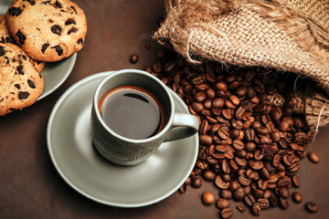 coffee with biscuits on the table
