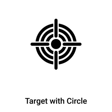 Target with Circle icon vector isolated on white background, logo concept of Target with Circle sign on transparent background, black filled symbol