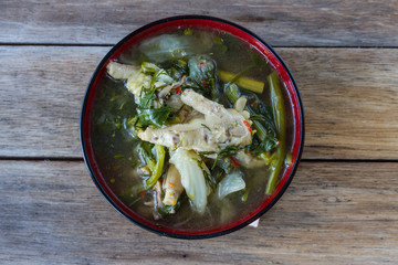 Curry Chicken Thai Curry with wooden background