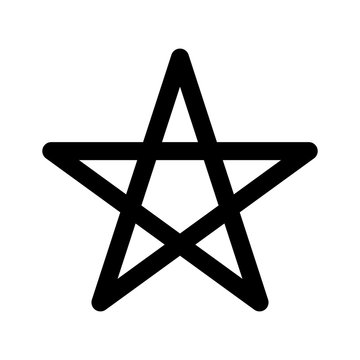 Pentagram sign - five-pointed star. Magical symbol of faith. Simple flat black illustration with rounded corners.