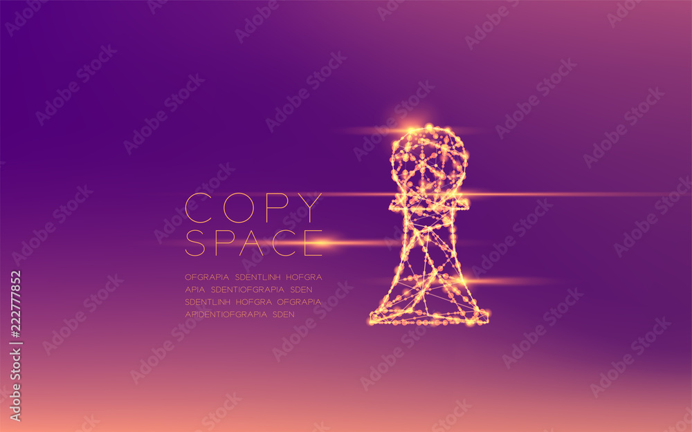 Poster chess pawn wireframe polygon futuristic bokeh light frame structure and lens flare, business strateg