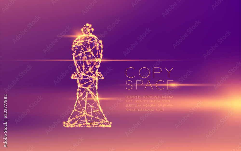 Aufkleber chess bishop wireframe polygon futuristic bokeh light frame structure and lens flare, business strat