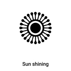 Sun shining icon vector isolated on white background, logo concept of Sun shining sign on transparent background, black filled symbol