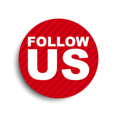 red circle banner element follow us