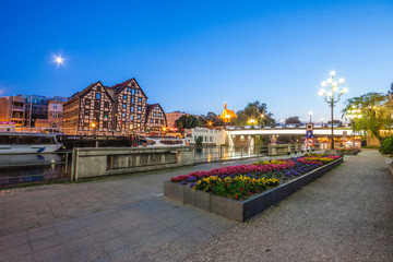 Architecture of Bydgoszcz city at Brda river in Poland.
