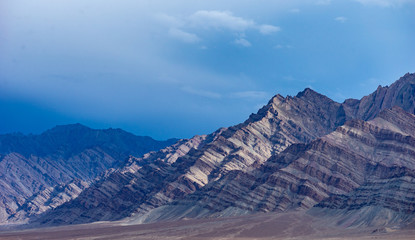 Texture Mountain View from Thikse Monastery  in Summer Leh, Ladakh, Jammu and Kashmir, India