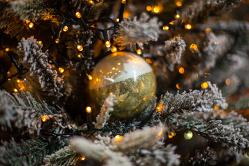 Abstract unfocused background with Christmas decorations.