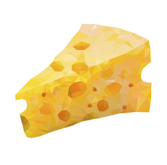 Isolated low poly cheese on white background,food vector,trans fat