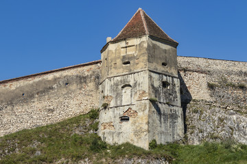 walls of Rasnov castle in Romania