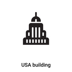 Obraz premium USA building icon vector isolated on white background, logo concept of USA building sign on transparent background, black filled symbol