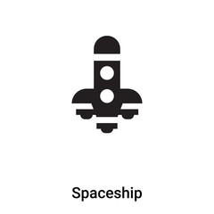 Spaceship icon vector isolated on white background, logo concept of Spaceship sign on transparent background, black filled symbol