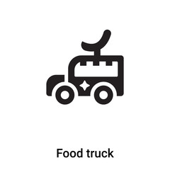 Food truck icon vector isolated on white background, logo concept of Food truck sign on transparent background, black filled symbol