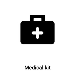 Medical kit icon vector isolated on white background, logo concept of Medical kit sign on transparent background, black filled symbol