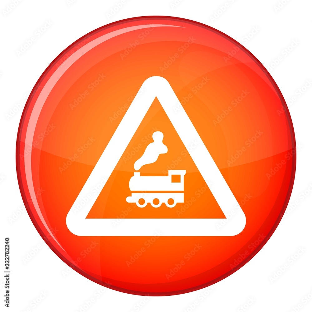 Aufkleber warning sign railway crossing without barrier icon in red circle isolated on white background vector