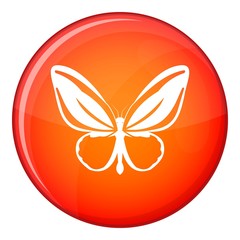 Butterfly icon in red circle isolated on white background vector illustration