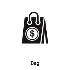 Bag icon vector isolated on white background, logo concept of Bag sign on transparent background, black filled symbol