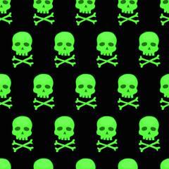 seamless pattern with fluorescent skulls