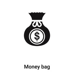 Money bag icon vector isolated on white background, logo concept of Money bag sign on transparent background, black filled symbol