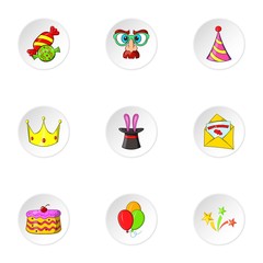 Holiday icons set. Cartoon illustration of 9 holiday vector icons for web