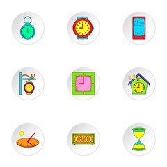 Watch icons set. Cartoon illustration of 9 watch vector icons for web