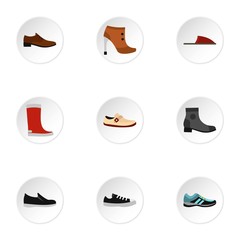 Kind of shoes icons set. Flat illustration of 9 kind of shoes vector icons for web