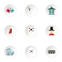 South Korea republic icons set. Flat illustration of 9 South Korea republic vector icons for web