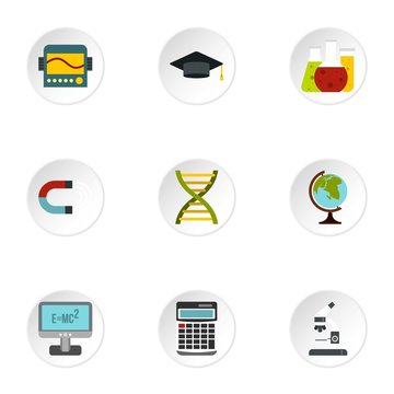 Scientific research icons set. Flat illustration of 9 scientific research vector icons for web