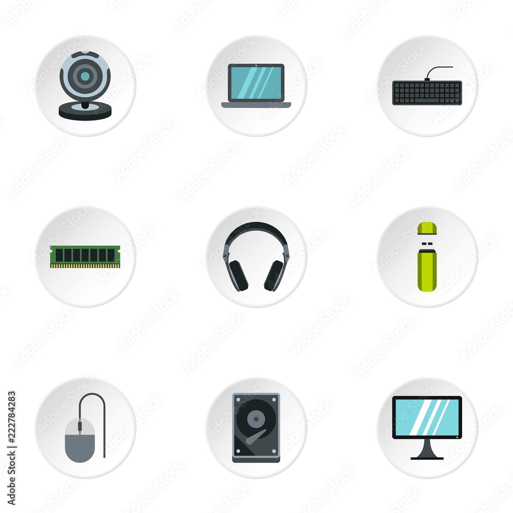 Poster computer protection icons set. flat illustration of 9 computer protection vector icons for web