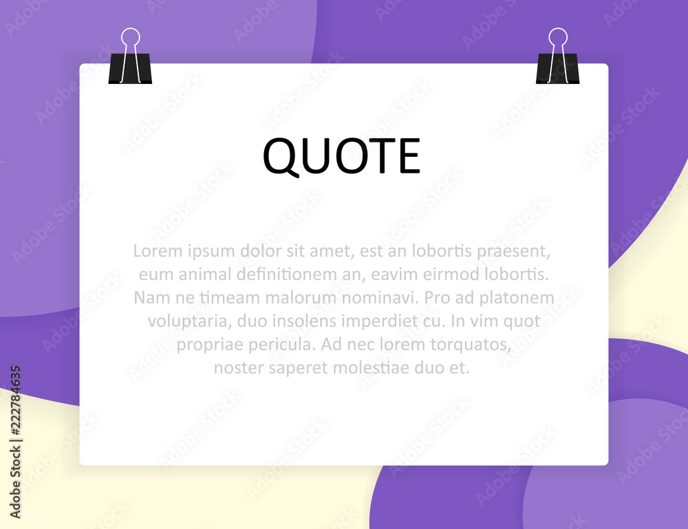Poster material design style background and quote rectangle with sample text information vector illustratio