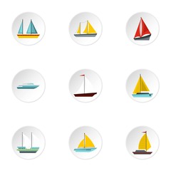 Yacht icons set. Flat illustration of 9 yacht vector icons for web
