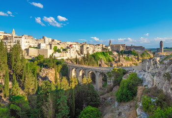 Gravina in Puglia (Italy) - The suggestive old city in stone like Matera, in province of Bari, Apulia region. Here a view of the historic center. - obrazy, fototapety, plakaty