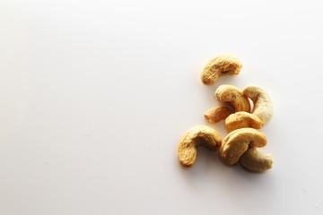 Cashew nut on white background