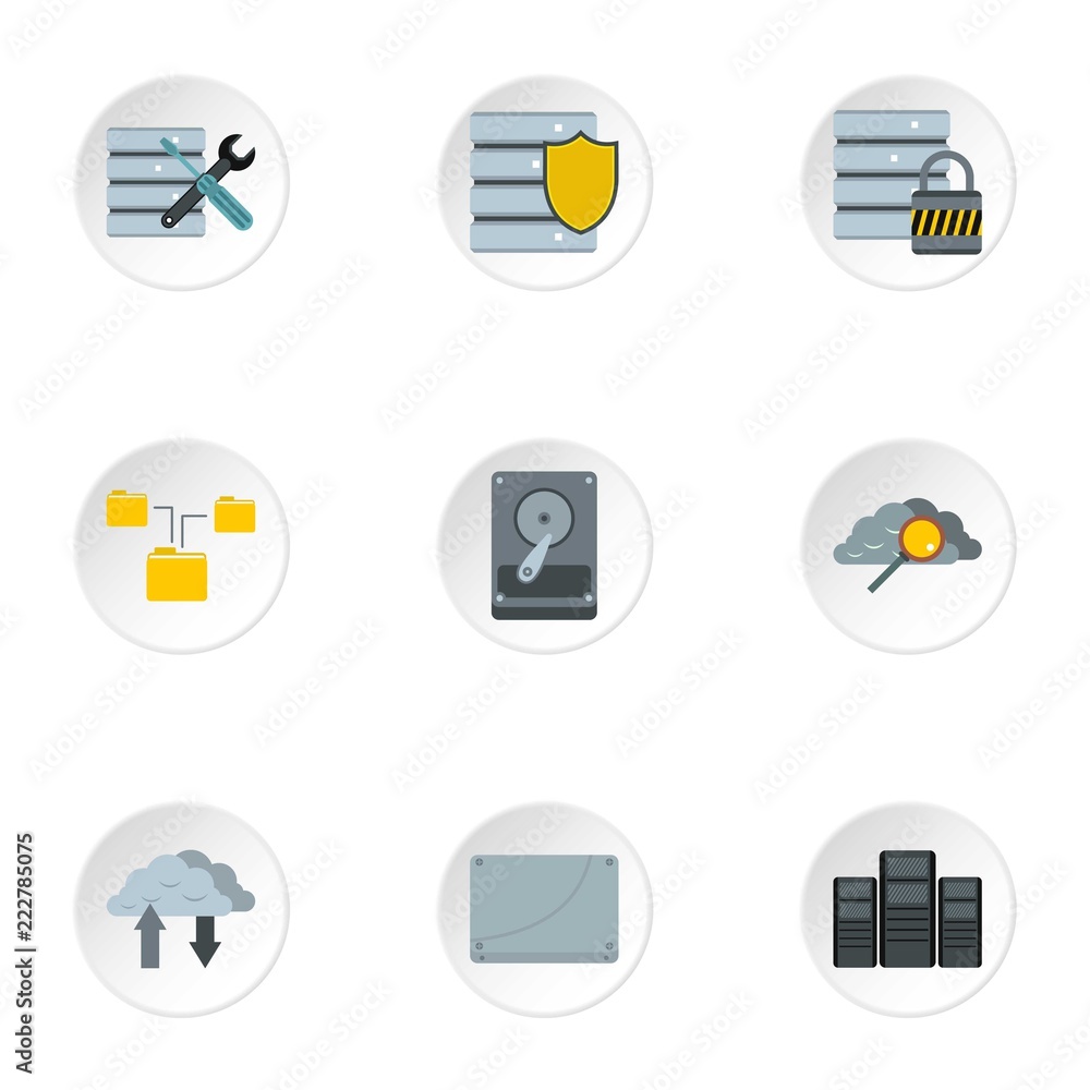 Aufkleber computer data icons set. flat illustration of 9 computer data vector icons for web