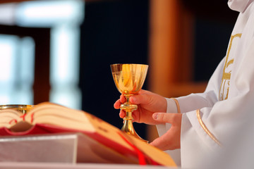 Priest celebrate mass at the church