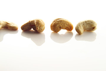 Cashew nut on white background