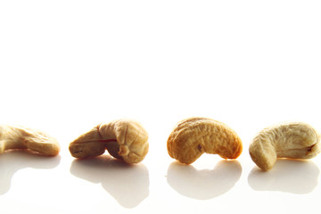 Cashew nut on white background