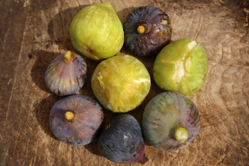 Still life of fresh black and white figs