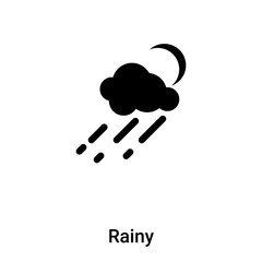 Rainy icon vector isolated on white background, logo concept of Rainy sign on transparent background, black filled symbol