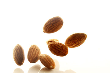Almond nut on white background