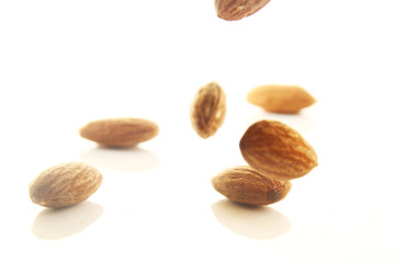 Almond nut on white background