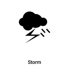 Storm icon vector isolated on white background, logo concept of Storm sign on transparent background, black filled symbol